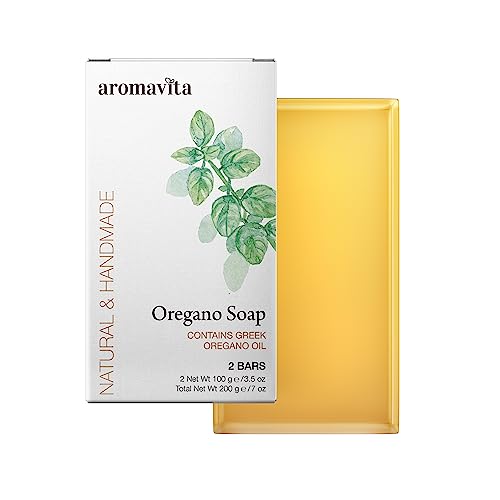 Book Cover AROMAVITA Oregano Oil Soap - Hand Soap or Body Wash - Natural Soap, Oregano Oil Soap Bar for Hand Wash or Body Wash, 2 pack