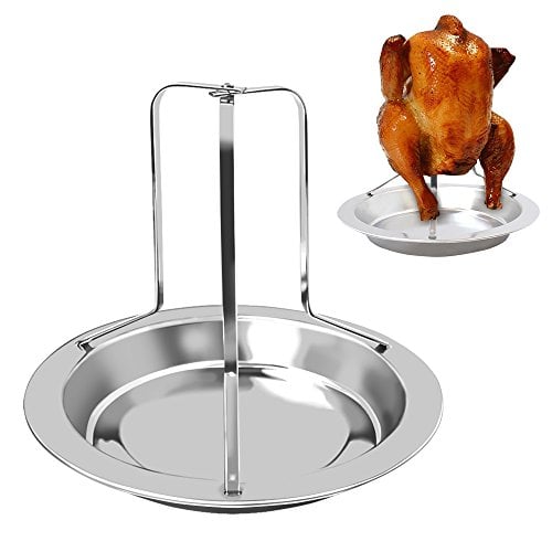 Book Cover KALREDE Beer Can Chicken Holder - Folding Stainless Steel Vertical Poultry Turkey Chicken Roaster Rack with Roasting Pan for Oven or Barbecue Grill Charcoal Grill Smoker Grill (7.68 by 6.5 Inch)