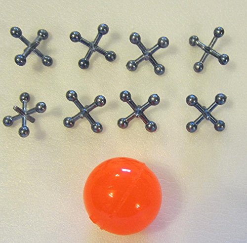 Book Cover Metal Steel Jacks with Super RED Rubber Ball Game Classic Toy Kids- 12PACK