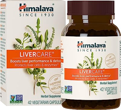 Book Cover Himalaya LiverCare for Total Liver Support, Cleanse and Detox, Protects Cells & Enzymes, 375 mg, 42 Capsules, 3 Week Supply