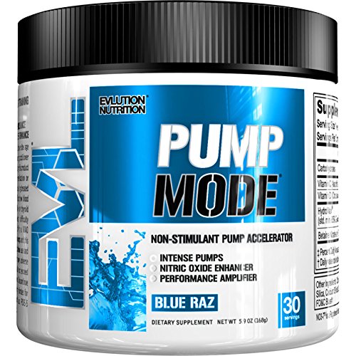 Book Cover Evlution Nutrition Pump Mode Nitric Oxide Booster to Support Intense Pumps, Performance and Vascularity (Blue Raz, 30 Servings)