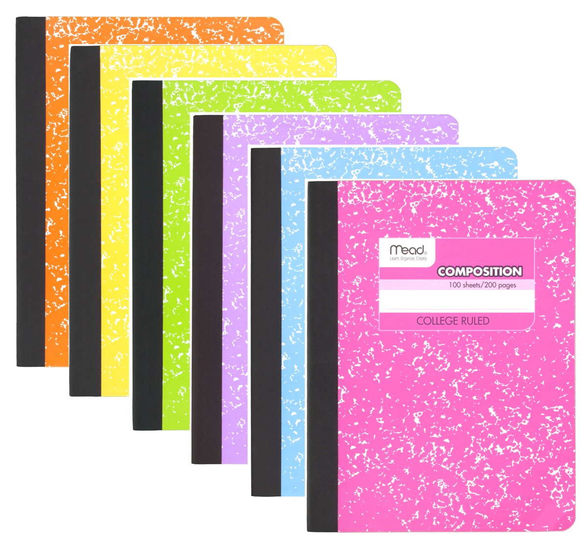 Book Cover Mead Composition Book, 6 Pack of Cute Notebooks, College Ruled paper, Hard Cover 100 sheets (200 Pages) , Pastel Color Notebook,