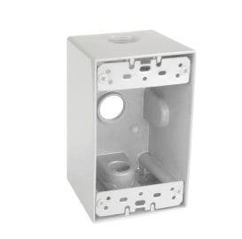 Book Cover Sealproof Deep 1-Gang 3 Hole 1/2-Inch Weatherproof Rectangular Exterior Electrical Outlet Box with 3 Outlet Holes, Three 1/2