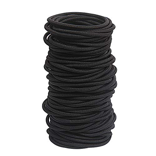 Book Cover 120 pcs Black Hair Elastic for Thick and Curly No Metal Hair Ties Value Pack (3mm)