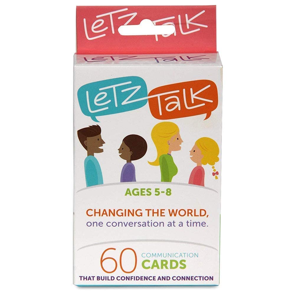 Book Cover Letz Talk Communication Cards for Kids - Conversation Cards to Build Confidence & Emotional Intelligence, Family Games for Kids & Adults, Family Game Night - Ages (5-8) White