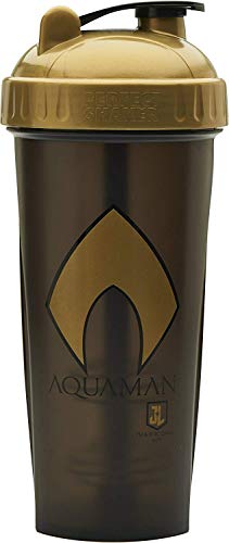 Book Cover Performa Justice League & DC Comic - Leak Free Protein Shaker Bottle with Actionrod Mixing Technology for All Your Protein Needs! Shatter Resistant & Dishwasher Safe (Aquaman)(28oz)