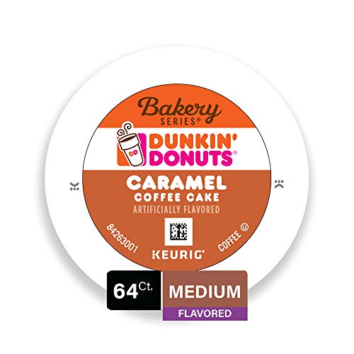 Book Cover Dunkin' Donuts Coffee, Bakery Series Caramel Coffee Cake Flavored Coffee, K Cup Pods for Keurig Coffee Makers, 64 Count