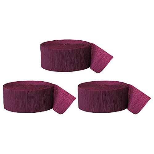 Book Cover Andaz Press Crepe Paper Streamer Hanging Party Decorations Kit, 240-Feet, Burgundy Maroon, 1-Pack, 3-Rolls, Colored Wedding Baby Bridal Shower Birthday Supplies