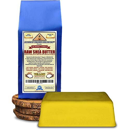 Book Cover Ancient Health Remedies Organic Unrefined Raw AFRICAN YELLOW SHEA BUTTER 1 LB (16 oz) BLOCK Grade A for Anti Aging, Dry Skin, Base for DIY Body Butter, Beauty, Skin Moisturizer & Hand Cream (GHANA)