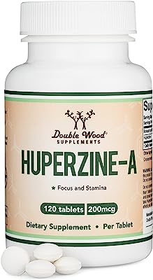 Book Cover Huperzine A 200mcg (Third Party Tested) Made in The USA, 120 Tablets, Nootropics Brain Supplement to Promote Acetylcholine, Support Memory and Focus by Double Wood Supplements