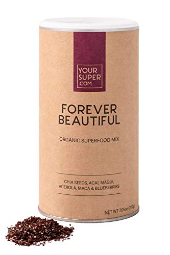 Book Cover Your Super Forever Beautiful Superfood Powder - Glowing Skin, Healthy Hair, Hormone Balance, Antioxidants, Adaptogens- Plant Based, Organic Acai Berry, Maqui, Acerola Cherry, Maca Powder - 40 Servings