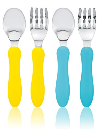 Book Cover Toddler Forks and Toddler Spoon Silverware Set | Toddler Utensils with Toddler Fork and Baby Spoon| Spoon for Toddler | Baby Fork and Baby Spoon Travel Utensils with Case |Toddler Silverware BPA Free
