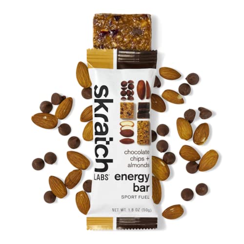 Book Cover SKRATCH LABS Anytime Energy Bar, Chocolate Chip and Almonds, (12 pack single serving) Low Sugar, Gluten Free, Vegan, Kosher, Dairy Free