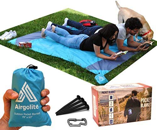 Book Cover Airgolite Packable Blanket Set - Extra Large (79''x63'') Ground Cover, 4 Pegs Included