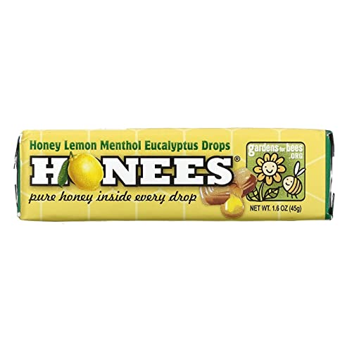 Book Cover Honees Honey Lemon Cough Drops - 9-Piece Bar, Pack of 24 Honey-Filled Lozenges | Temporary Relief from Cough | Soothes Sore Throat | All Natural