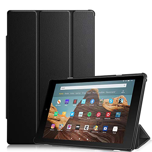 Book Cover Fintie Slim Case for Amazon Fire HD 10 Tablet (Compatible with 7th and 9th Generations, 2017 and 2019 Releases) - Ultra Lightweight Protective Stand Cover with Auto Wake/Sleep, Black