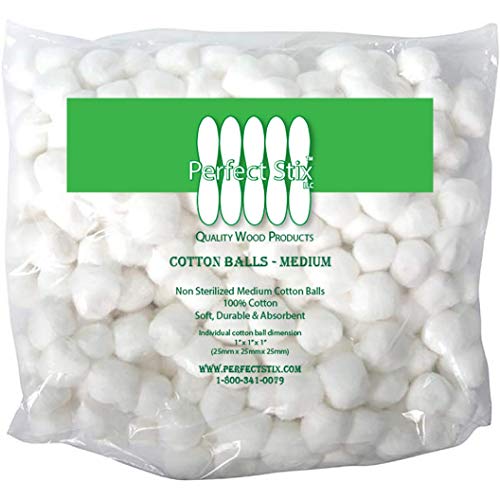 Book Cover Perfect Stix Cotton Balls M-500ct Medium Sized Cotton Balls (Pack of 500)