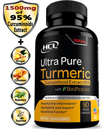 Book Cover Turmeric Curcumin Supplement 19X Stronger -1500 mg of 95% Curcuminoids Extract Capsules - Pure Turmeric with BioPerine Ginger Cinnamon - Best Anti-Inflammatory Joint Support Antioxidant Powder Pills