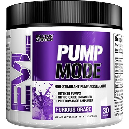 Book Cover Evlution Nutrition Pump Mode Nitric Oxide Booster to Support Intense Pumps, Performance and Vascularity (Furious Grape, 30 Servings)