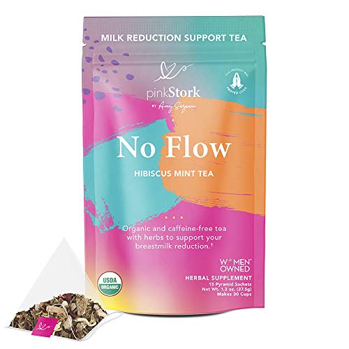 Book Cover Pink Stork No Flow Tea: Hibiscus Mint, Organic Sage Tea, 100% Organic, Naturally Reduce Breast Milk Production + Supply, Stop Lactation, Wean Naturally, Women-Owned, 30 Cups