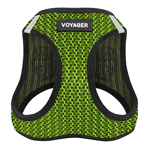 Book Cover Voyager Step-in Air Dog Harness - All Weather Mesh Step in Vest Harness for Small and Medium Dogs by Best Pet Supplies - Lime Green (2-Tone), L
