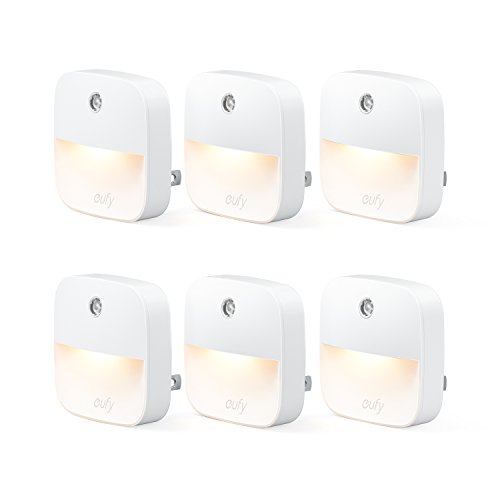 Book Cover eufy Lumi Plug-in Night Light, Warm White LED Nightlight, Dusk-to-Dawn Sensor, Bedroom Bathroom, Kitchen, Hallway, Stairs, Energy Efficient, Compact, 6-Pack,