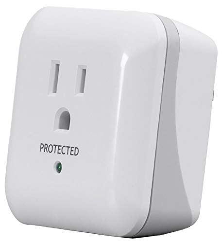 Book Cover Monoprice 68-207-7382R 1 Outlet Power Surge Protector Wall Tap with End of Service Alarm - White | ETL Rated 900 Joules with Protected Light Indicator