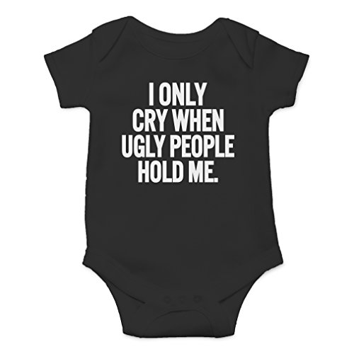 Book Cover AW Fashion's I Only Cry When Ugly People Hold Me Cute Novelty Funny Infant One-piece Baby Bodysuit