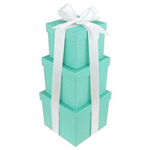 Book Cover Homeford FLC000000LACREBS Robin's Egg Blue Nested Square Gift Boxes, 7-Inch
