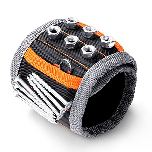 Book Cover HORUSDY Magnetic Wristband,with Strong Magnets for Holding Screws, Nails, Drilling Bits, of The Best Christmas Day Tools for Men (Gift)