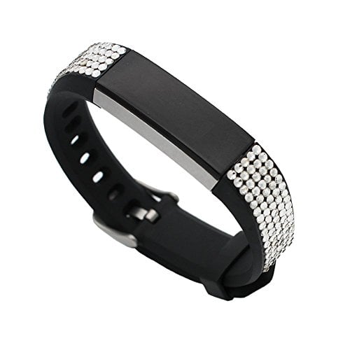 Book Cover EPYSN Replacement Bands Compatible for Fitbit Alta/Alta HR,Bling Silver Rhinestone Accessories Dressy Bracelet Band Wristband for Women Black