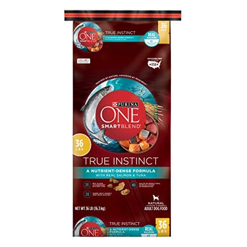 Book Cover Purina ONE High Protein Natural Dry Dog Food, SmartBlend True Instinct With Real Salmon & Tuna - 36 lb. Bag