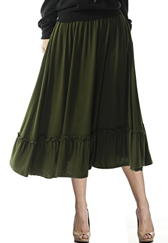 Book Cover TRENDY UNITED Women's Bohemian Style High Waist Shirring Ruffle Pocket Skirt