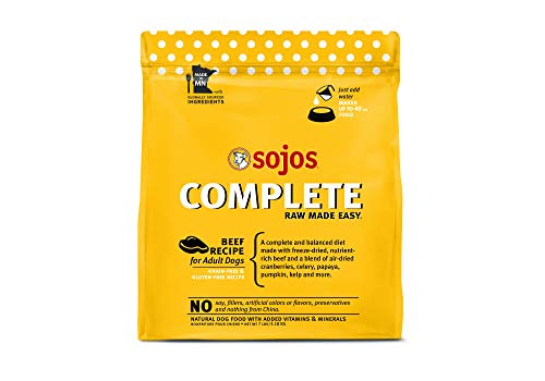 Book Cover Sojos Complete Beef Recipe Adult Grain-Free Freeze-Dried Raw Dog Food, 7 Pound Bag