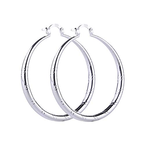 Book Cover SOSUO Women Fashion 925 Sterling Solid Silver Ear Stud Hoop Earrings Wedding Jewelry (1.58 inch), One Size