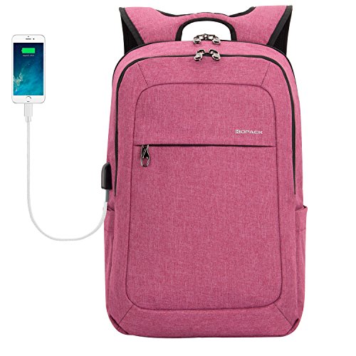 Book Cover Kopack College Laptop Backpack with USB Charging Port Anti Theft Travel Backpack Fits 15.6 Inch Laptop Purple