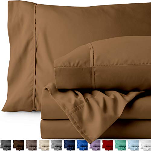 Book Cover Bare Home Twin XL Sheet Set - College Dorm Size - Premium 1800 Ultra-Soft Microfiber Sheets Twin Extra Long - Double Brushed - Hypoallergenic - Wrinkle Resistant (Twin XL, Camel)
