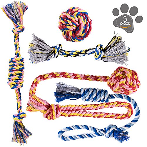 Book Cover Dog Toys - Dog Chew Toys - Puppy Teething Toys- Puppy Chew Toys - Rope Dog Toy - Puppy Toys - Small Dog Toys - Chew Toys - Dog Toy Pack - Tug Toy - Dog Toy Set - Washable Cotton Rope for Dogs