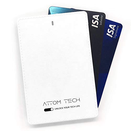 Book Cover Attom Tech 2500mAh Power Bank Mini,Back-up Phone Battery Pack Ultra Slim,Pocket Size Thin External Phone Battery Pack Emergency Phone Power Built-in Charging Cable for Android Micro USB and Apple(WHT)