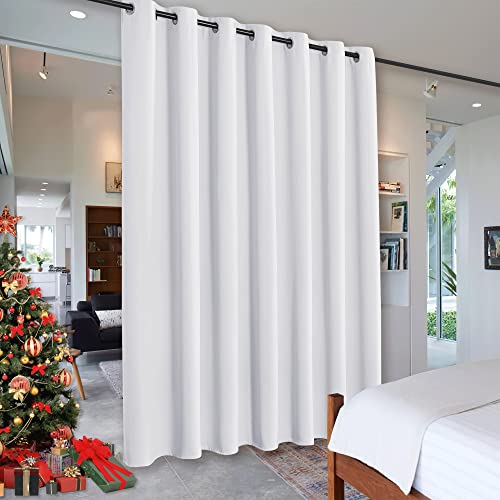 Book Cover RYB HOME Room Divider for Space, Furniture Protect Ceiling to Floor Blackout Curtain Partition for Patio Sliding Glass Door/ Living Room / Locker Room, Width 100 in x Length 84 in, Greyish White