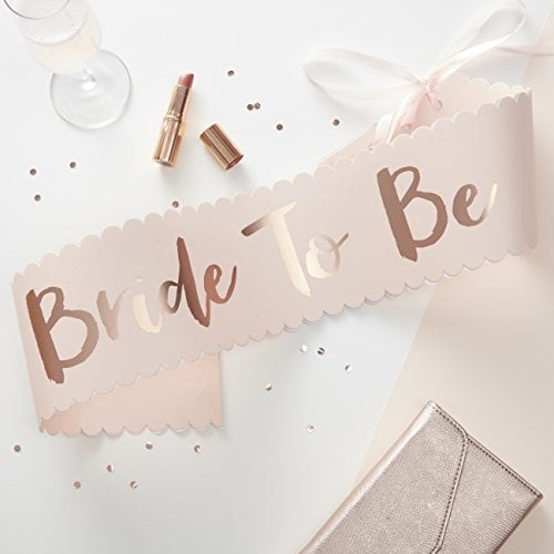 Book Cover Ginger Ray Bride to Be Hen Party Pink & Rose Gold Foiled Decorative Sash, Paper, Pink