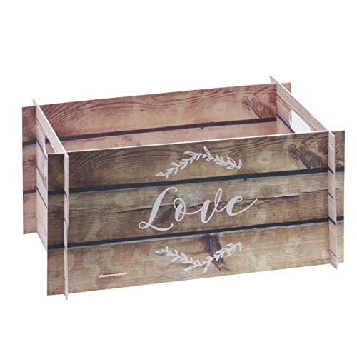 Book Cover Ginger Ray Wooden Effect Card Crate Box ideal for weddings & parties - Beautiful Botanics