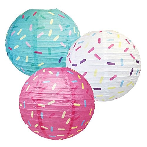 Book Cover Just Artifacts 12inch Donut Party Hanging Paper Lanterns (Sprinkles Pattern, 3pcs)