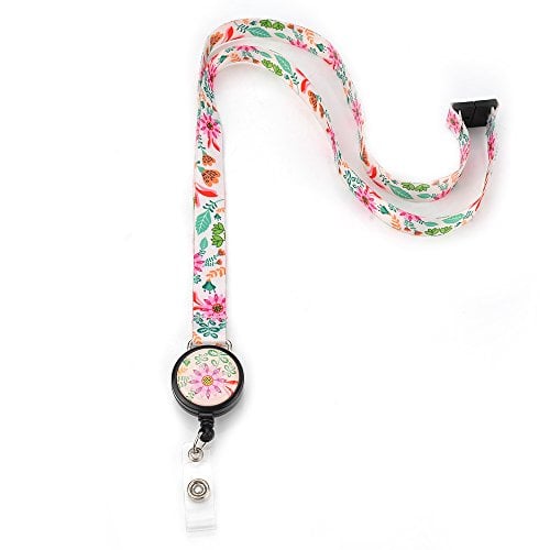 Book Cover Grekywin Flowers Lanyard Keychain for Women, Neck Lanyards, ID Badge Holder for Teacher, Students
