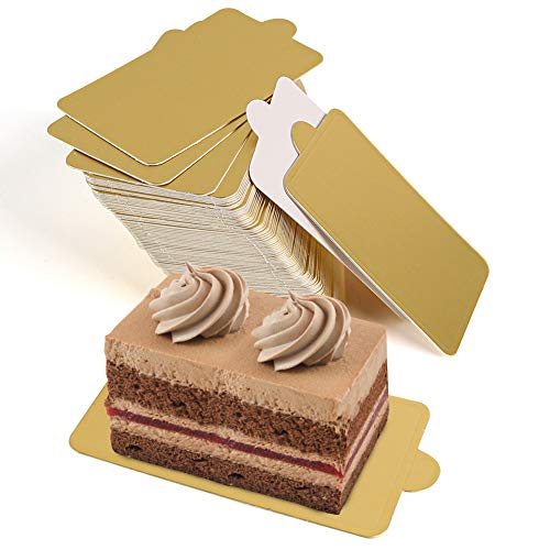 Book Cover HansGo 100 PCS Mini Square Golden Cardboard Cake Bases Cake Circle