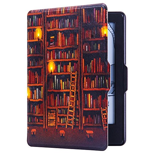 Book Cover HUASIRU Case for Kindle 8th Gen 2016 [Model NO. SY69JL] (Dimensions 6.3 x 4.5 x 0.36 Inches) ONLY - Cover with Auto Wake/Sleep, Library
