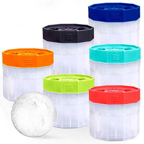 Book Cover PREMIUM Ice Ball Molds (6-Pack), BPA Free 2.5 Inch Ice Spheres. Slow Melting Round Ice Cube Maker for Whiskey and Bourbon