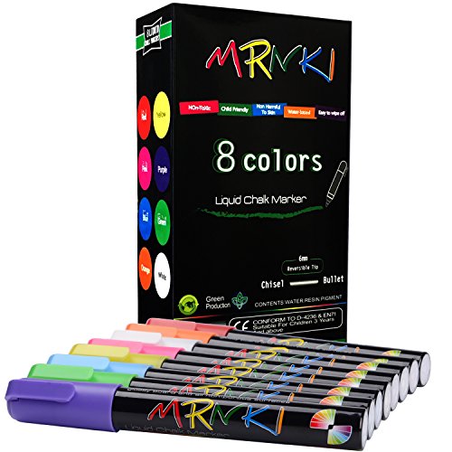 Book Cover MRNKI Liquid Chalk Markers 8 Color Branch Erasable Chalk Marker for Kids with Smooth Boards and More