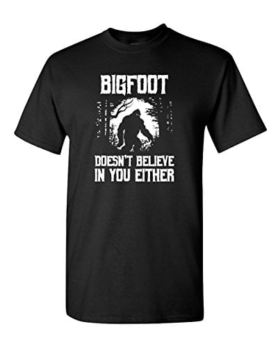 Book Cover Bigfoot Doesn’t Believe in You Either Funny Humor Men’s Adult Apparel T-Shirt
