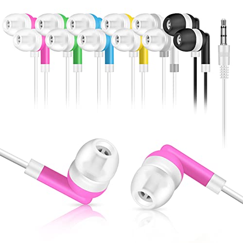Book Cover YFSFQS Wholesale Kids Bulk Earbuds Headphones Earphones for Classroom Students, Libraries, Hospitals 6 Assorted Colors Individually Bagged 10pack